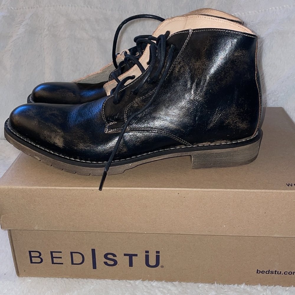 NWT BED|STU Hoover II Mens Black Handwash Leather Lace Up Casual Dress Boots - Picture 7 of 10